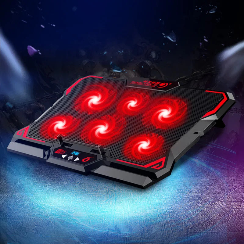 17Inch Gaming Laptop Cooler Six Fan Led Screen Two USB Port 2600RPM Laptop Cooling Pad Notebook Stand for Laptop